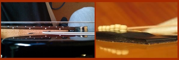 Cold weather warped guitar neck bridge pulling away off