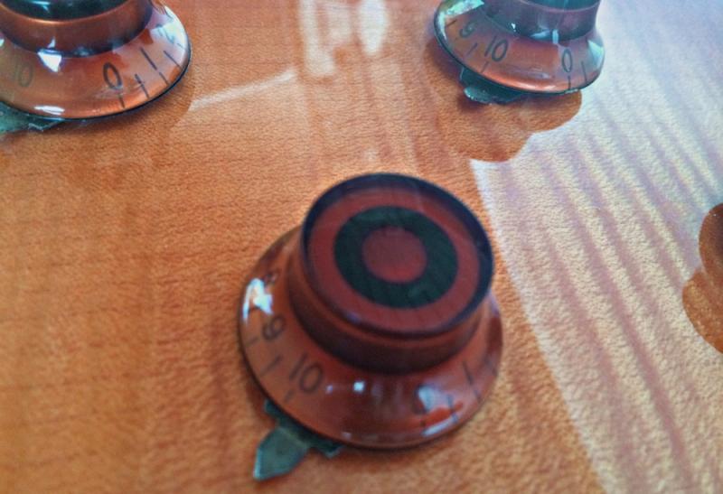 Vintage 1980s 1970s Burny Les Paul Amber Knobs