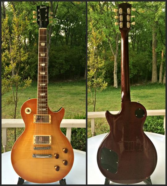 Vintage sunburst flame top 1980s 1970s Burny Les Paul front and back